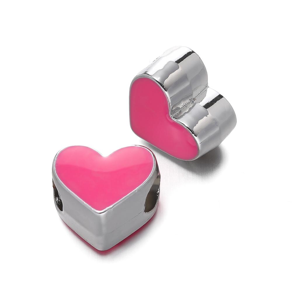 5 pezzi/Lotto Perline CCB Colorate a Forma di Cuore con Foro Grande Distanziatori Perline Sfuse per Braccialetti Collane Accessori per la Creazione di Gioielli