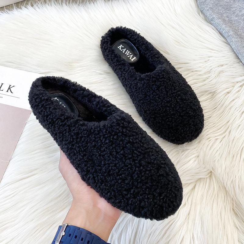 2025 Women's Lambswool Furry Flat Slippers: Cozy Autumn/Winter Casual Footwear