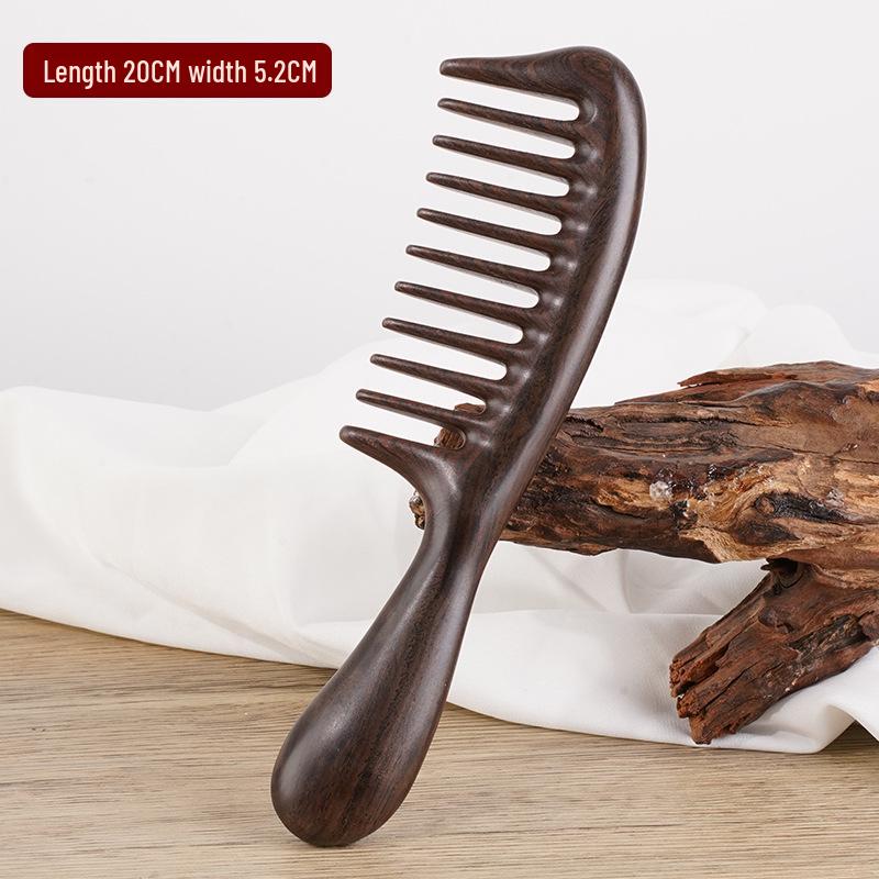 Engraved Ebony Wood Wide & Fine Tooth Comb with Gift Box - Free Shipping