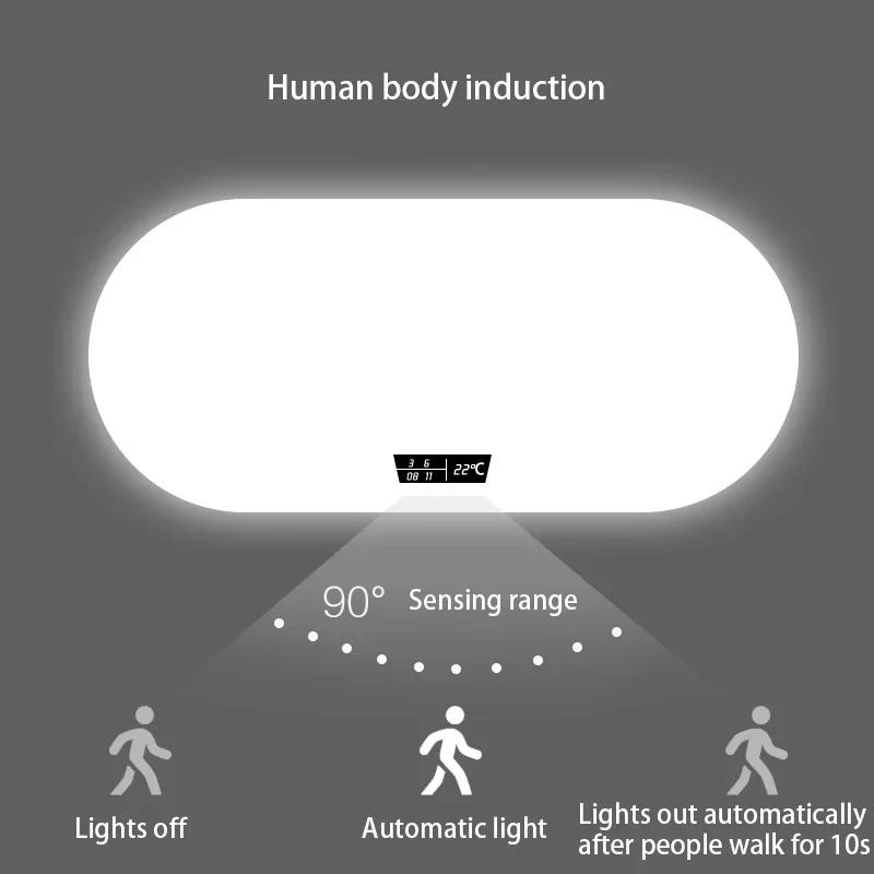 Smart Touch Screen Anti-fog Wall Hanging Bathroom White Light Led Lamp Mirror Oval Frameless Explosion-proof Bathroom Mirror
