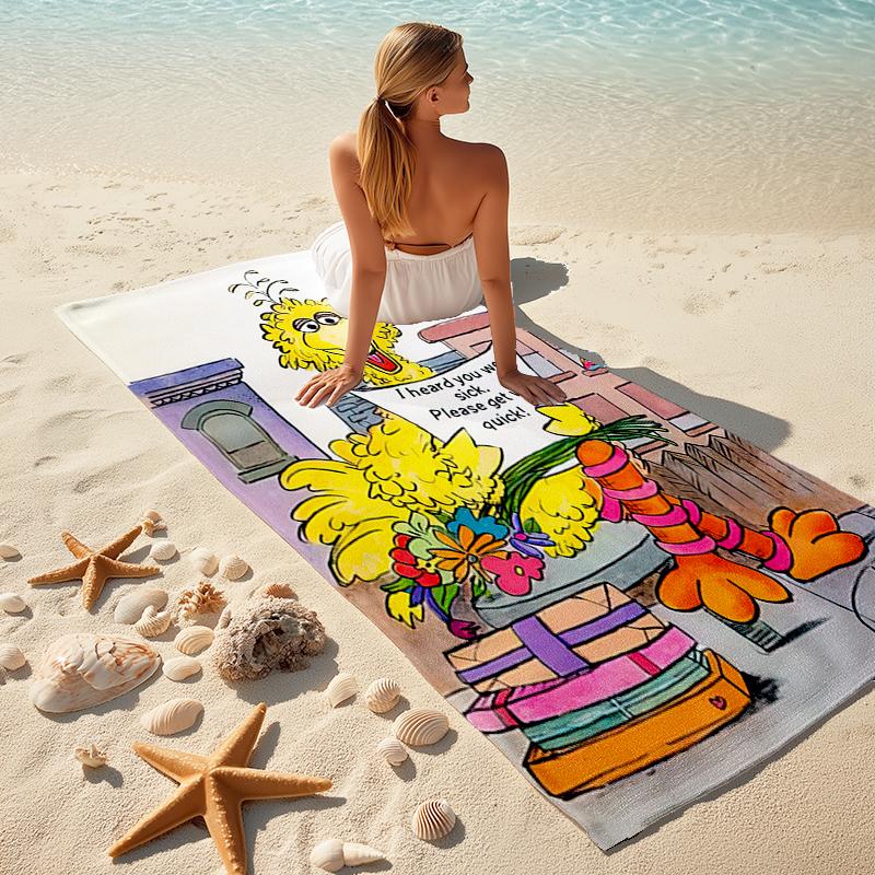 Sesame Street Beach Towel Outdoor Camping Beach Towel for Vacation Swim Outdoor Pool Absorbent Bath Towel