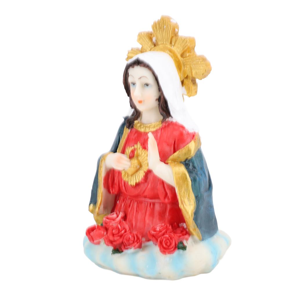 Jungfrau Maria Büste Statue 5 Zoll Harz Exquisit gefertigt Tischplatte Herz Mariens Figur