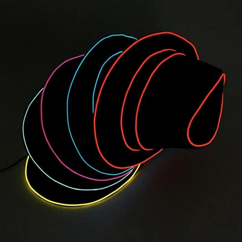 Cappello luminoso di alta qualità che utilizza un filo EL LED luminoso lampeggiante, cappello da jazz per feste, concerti, spettacoli sul palco