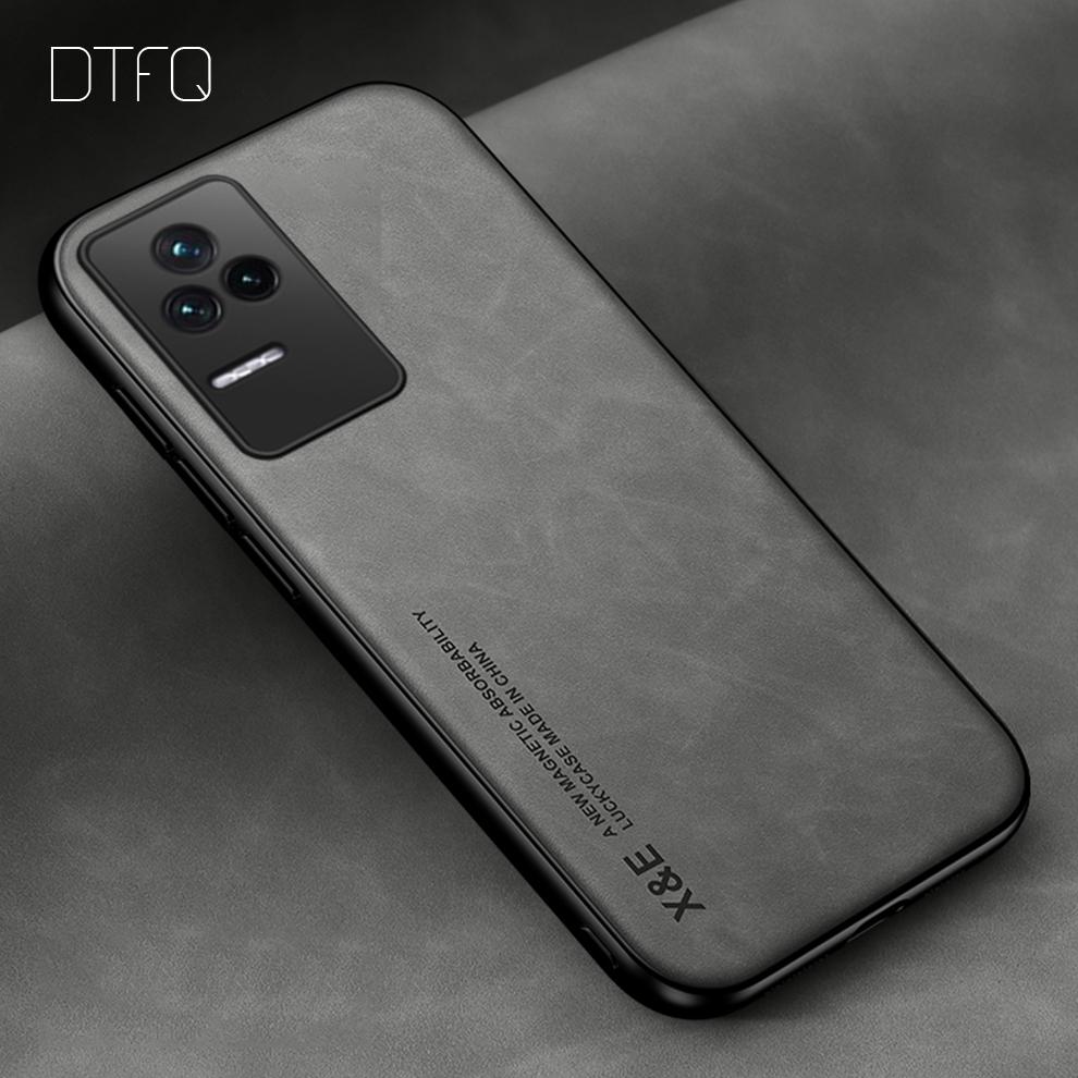 

Для POCO F4 Case Coque Funda Car Magnetic Holder Back Cover для POCO F4 GT Протиударний шкіряний чохол для POCO F4 F4 GT POCO F4 світло-сірий колір