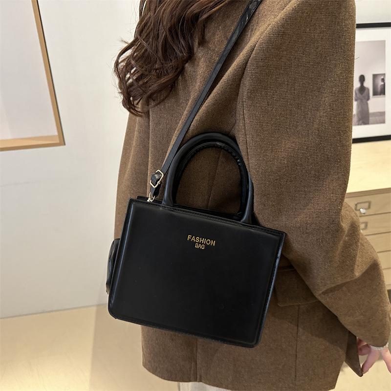 Faux Leather Solid Color Shoulder Bag for Women, Vintage Style Square Crossbody Purse, Minimalist Handbag KTB