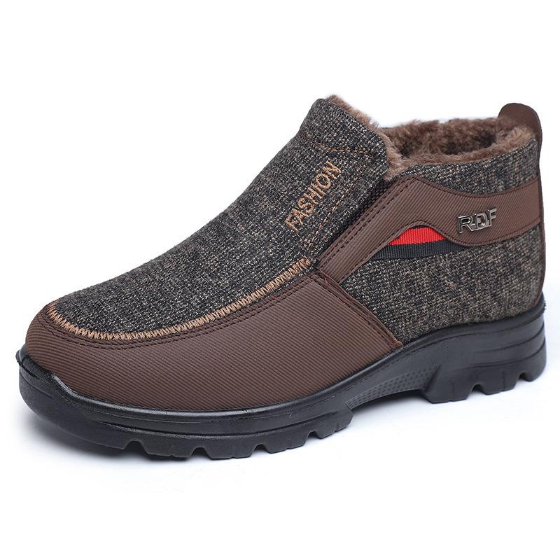 Shoes Men's New Winter Old Beijing Cotton Shoes Platform Men's Snow Boots with Velvet and One Pedal Dad Cotton Shoes
