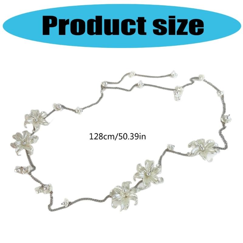 Elegant Floral Pearls Tassels Waist Chain/Necklace Body Jewelry Stylish Accessory For Dresses Parties And Casual Outfit