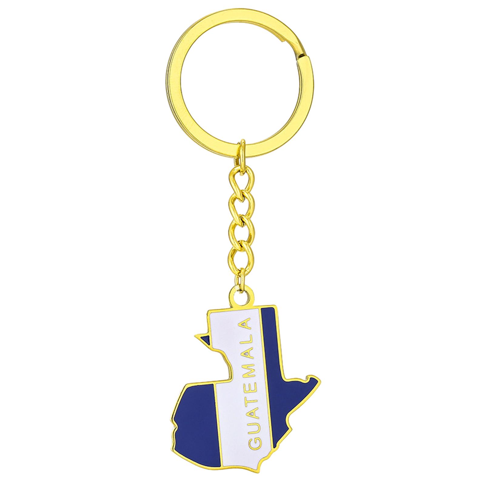 

Stylish Guatemala Map Flag Keyring Gold/Silver Color Keychain Ethnic Style Key Rings Accessory for Culture Enthusiasts золотой