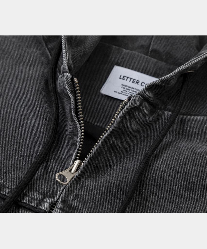 LETTERCOMO Piping Work Hooded Jacket Black