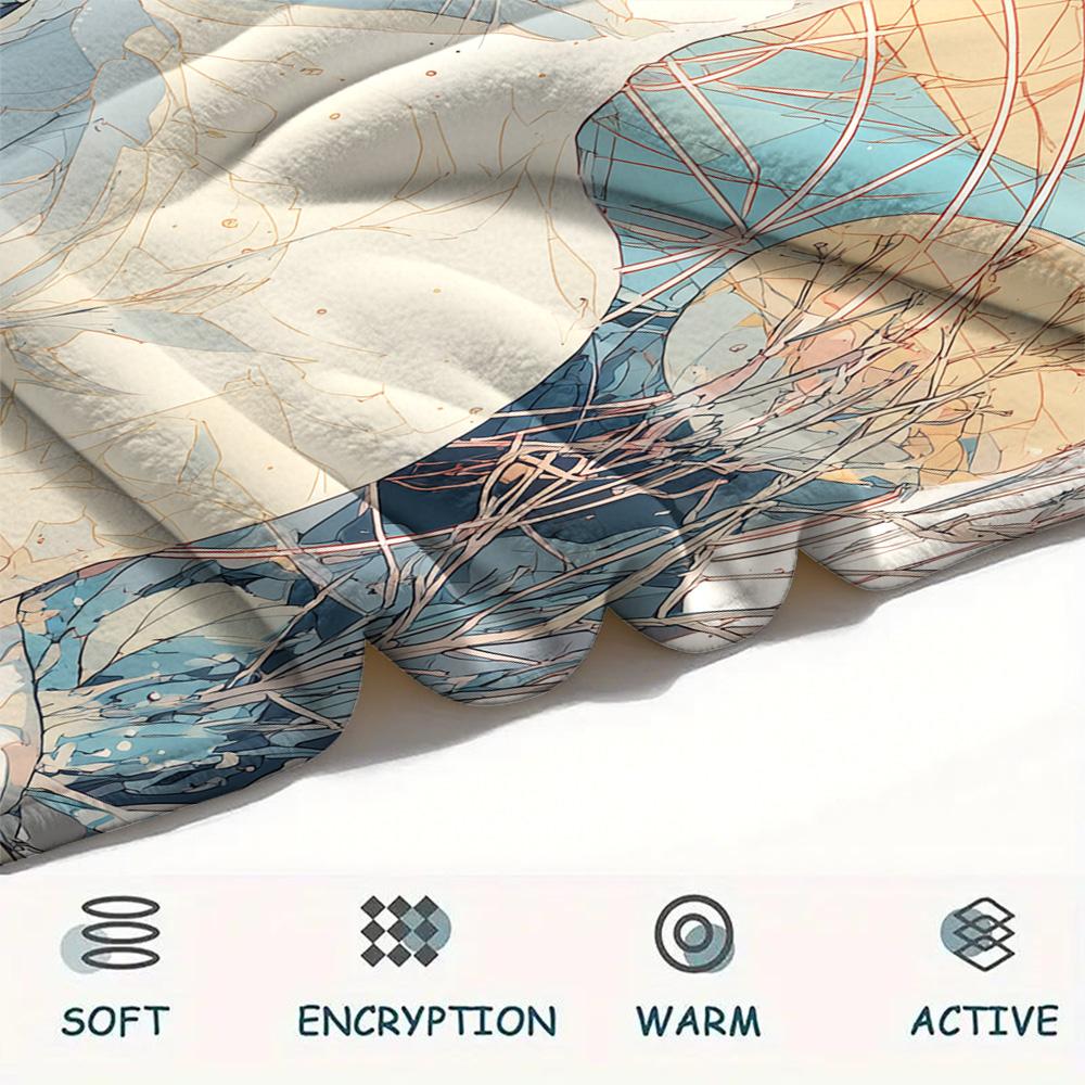 Artistic Cats Print Flannel Blanket, High quality Comfortable for All Seasons, Home Decor, Warmth and Comfort