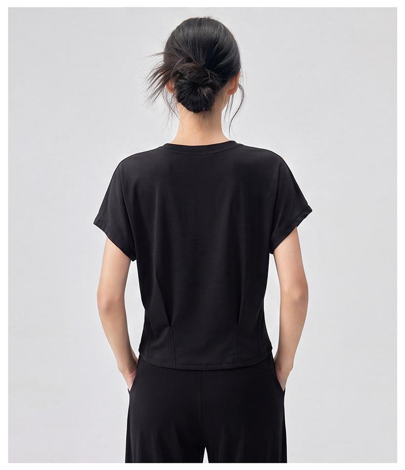 Vielseitiges Sommer-Spandex-Fledermausärmel-T-Shirt mit gerüschtem Saum
