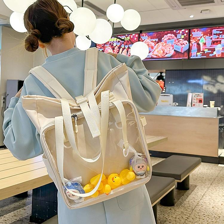 Schoolbag original daily versatile transparent bar two-dimensional messenger shoulder pain bag women's tutoring bag large capacity niche