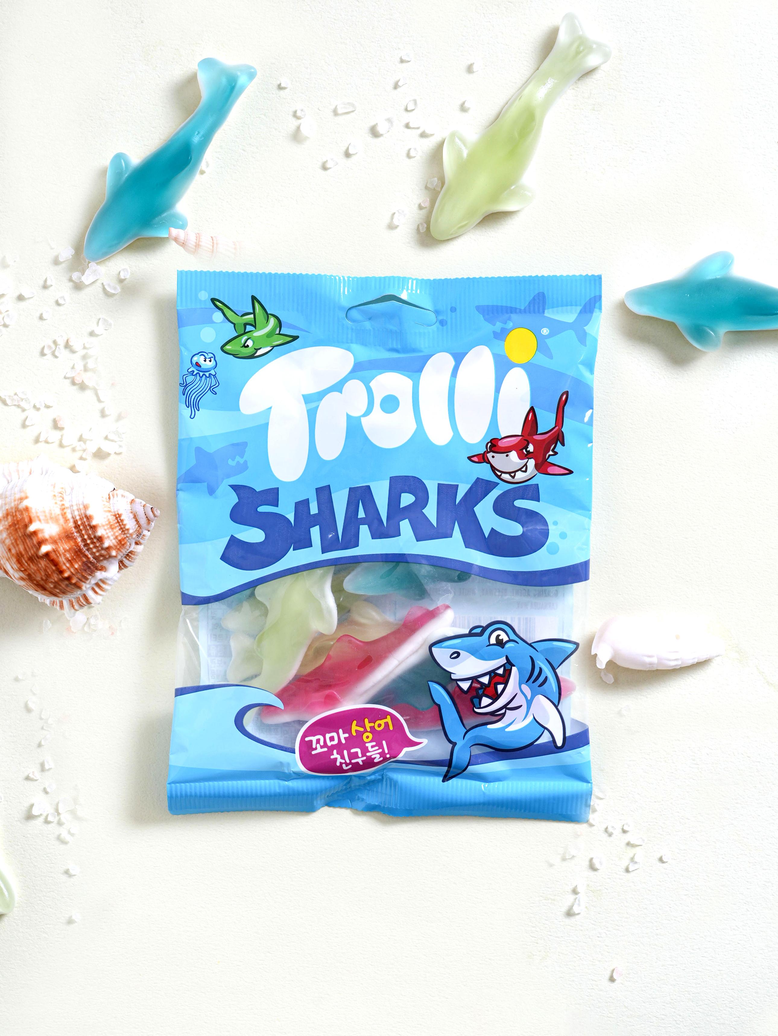 Жевательные конфеты Trolli в форме акул 100 г 1ea