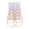 6Pairs/set Vintage Dangle Ring Big Circle Hoop Earrings Women Steampunk Ear Clip