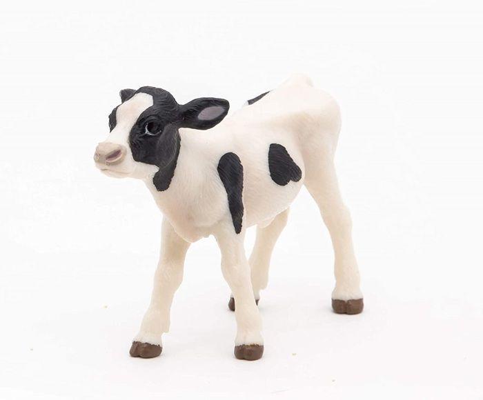 Figurine Veau - PAPO - LA VIE A LA FERME - Intérieur - Enfant - Noir et blanc