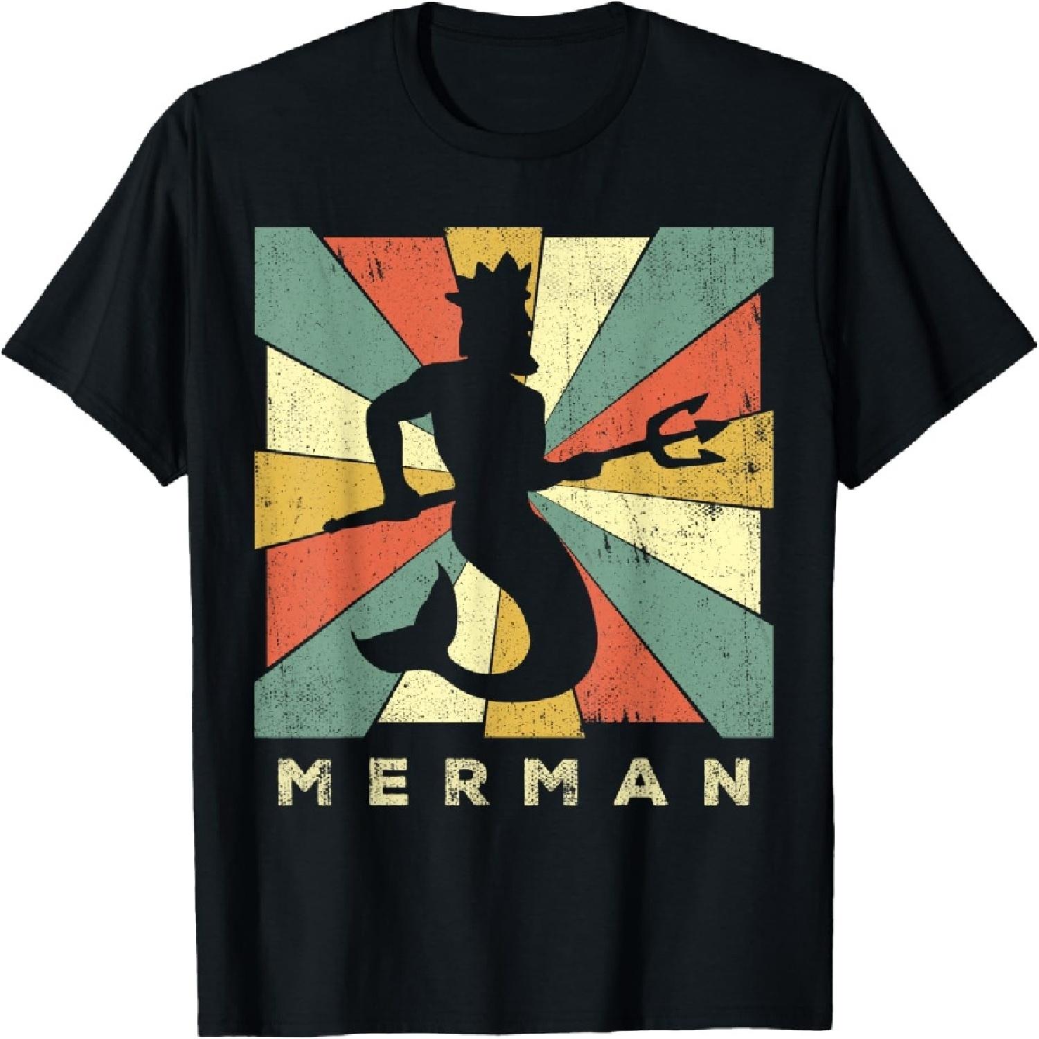 

Merman Lover Vintage Retro Style T-Shirt XXXXXL чорний