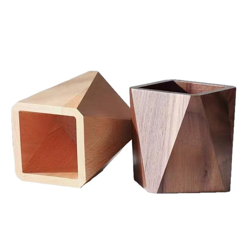 Black Walnut Pen Holder - Desktop Stationery Organizer, Creative Student Gift, Customizable with Logo
