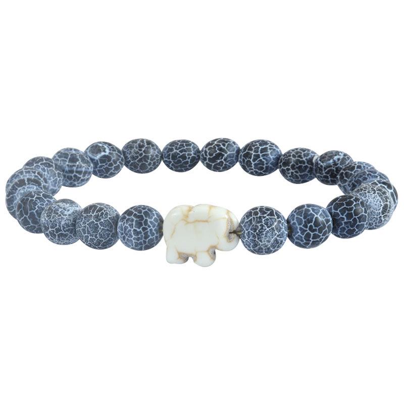 Bransoletka z koralików do śledzenia zwierząt z kamieniami naturalnymi - Wzór Żółwia, Słonia, Rekina