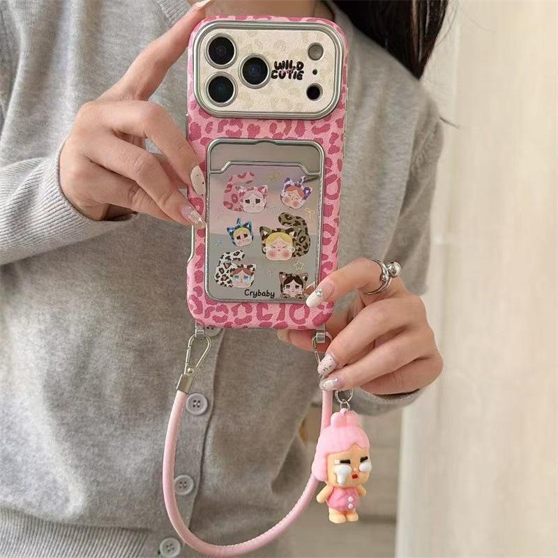 Cartoon crying baby is suitable for iPhone17Pro mobile phone case, Apple 16Pro mirror 15Pro card bag 14Pro lanyard.