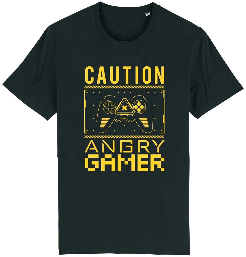 Unisexs Summer Fashion Casual Shortsleeved Shirt Caution Angry Gamer Tshirt Funny Gaming Console Game Geek Gift Him Dad Son