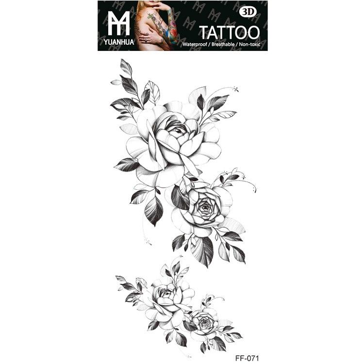 Plain Flower Bohemian Blue Rose Mermaid Waterproof Tattoo Sticker Simulation Water Transfer Sample Sticker