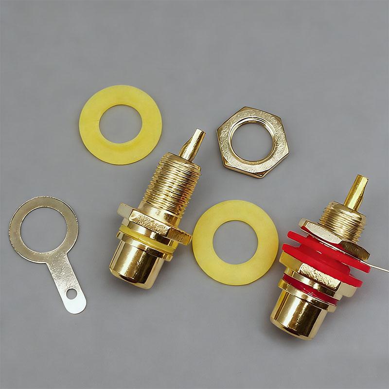 Pure Copper Gold-Plated RCA Plug Socket for Front Speaker Amplifier AV Audio Video Signal DIY Lotus Base Adapter