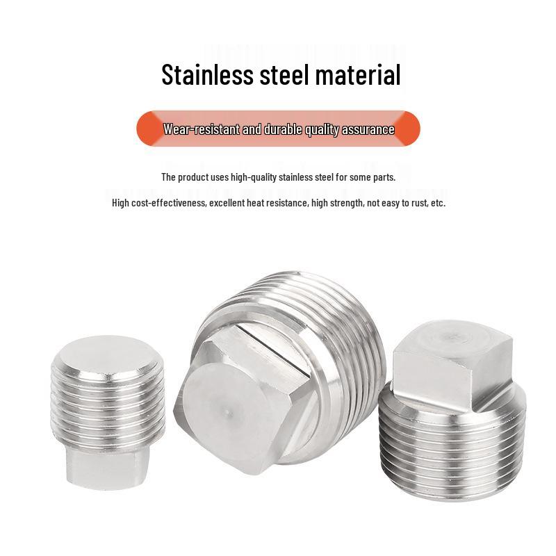 304 Stainless Steel Square Head Screw Plug Hose Barb Cap (ZG1/8 1/4 3/8 1/2 3/4 NPT Oil Plug)