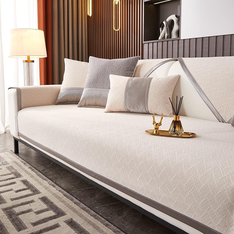 Tapete de sofá de chenille com padrão de cor sólida, quatro estações, universal, sala de estar, encosto, toalha, leve, luxo, capa de sofá antiderrapante