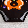 2025 European Style Girls' Halloween Skeleton Print Outfit with Headband and Gauze Skirt