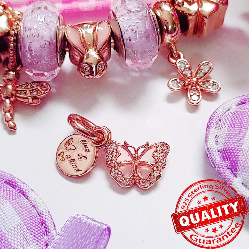 Mode Ewige Liebe Schmetterling 925 Sterlingsilber Anhänger Charm Passend für Original Armband Elegante Schmuckgeschenke für Frauen