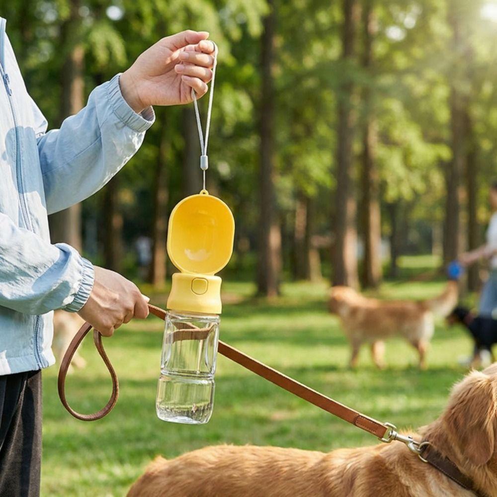 Auslaufsichere Outdoor-Hundewasserflasche mit Filter, Versiegelter Hundewasserspender, Druckdesign, Abnehmbarer Haustier-Reisebecher, Katze