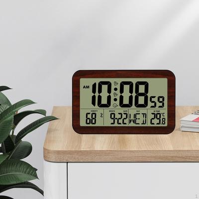 Yatak Odası için Pil Dijital, LCD Saat Elektronik, Tarih, İç Sıcaklık, Erteleme Fonksiyonu