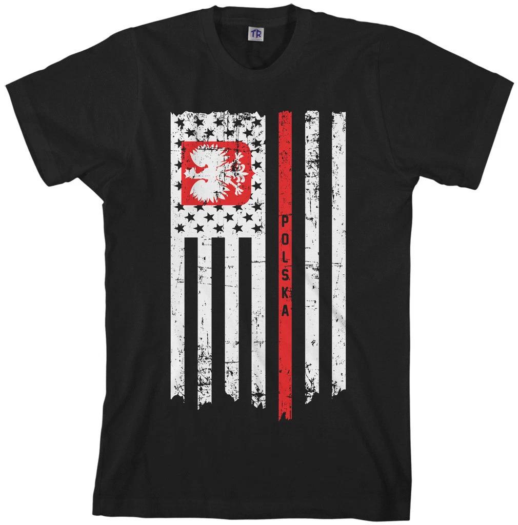 Polish American Flag Men s T shirt Half Poland Polska US 2XL