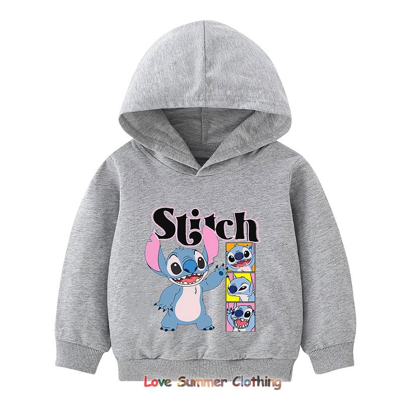 Stitch Hoodie for Kids HD Print Boys Girls Pullover Brother Sister Matching Hoodies Polyester  Casual Girls Sweatshirt Fall Age 4-14