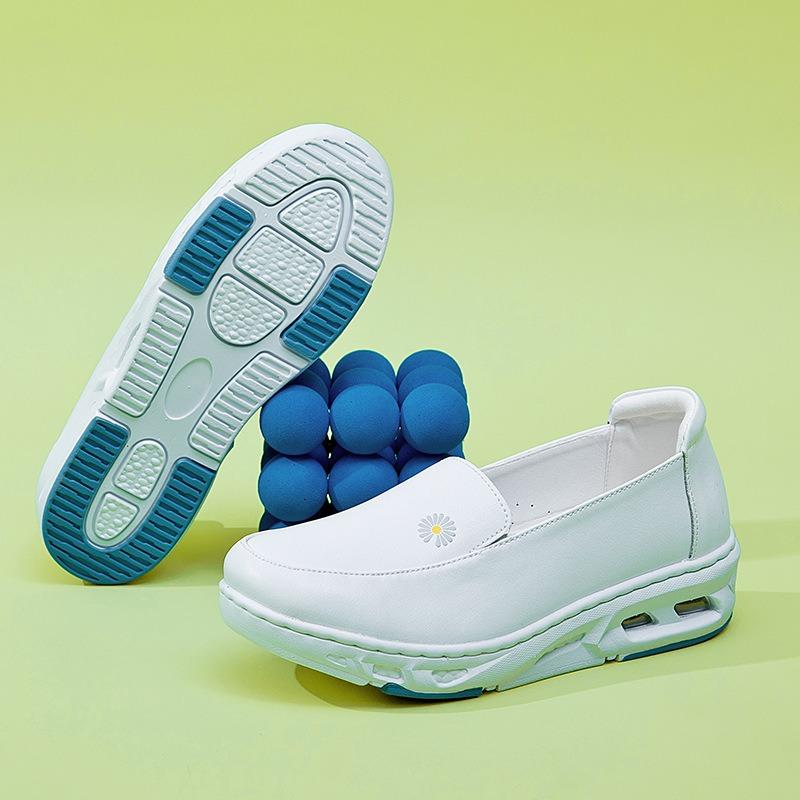 New Leather EVA Air Cushion Hospital White Nurse Shoes Comfortable Soft Bottom Trendy White Shoes