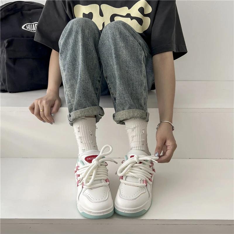 Fashion 2024 Women Sneakers Pink Tennis Lovely Girl Casual Shoes Female Student Low Top Platform Flats Ladies Vulcanize Casual Shoes