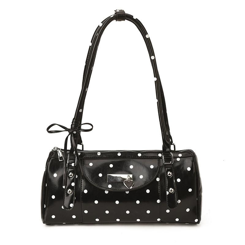 Pu Polka Dot Shoulder Bag For Women With Inner Pockets And Zipper Closure For Daily Use