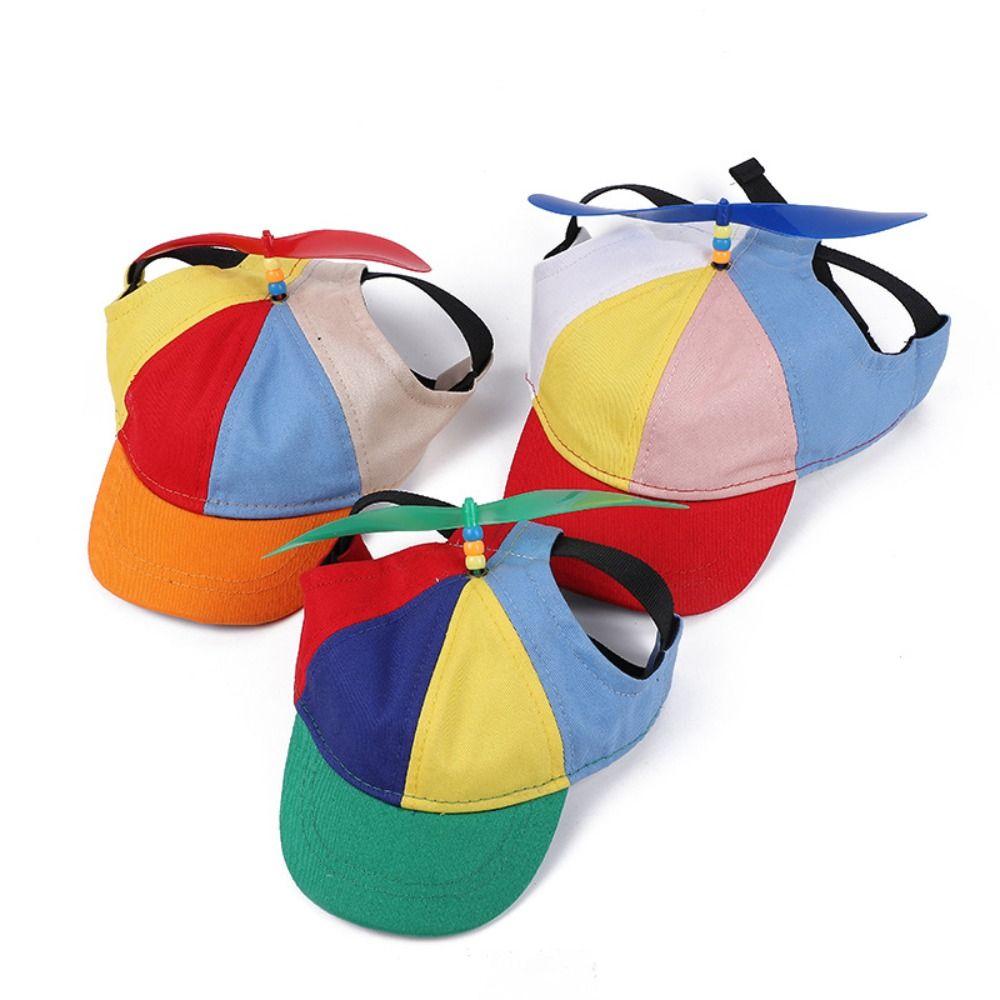 Rainbow Helicopter Top Hat Colorful Dog Sun Hat Dog Propeller Hat Small Medium Large Dogs Cat