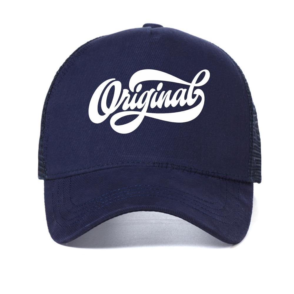 

Wniginal Printing Breathable baseball cap Men Wowen Summer outdoor Causal Trucker Hat fashion Adjustable mesh Snapback Hats Adjustable темно-синього кольору