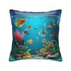 Frutiger Aero Fish Aquarium Retro Digital Square Pillow Cases  Cushion Cover Zippered Decorative Pillowcover for Home 18"x18"