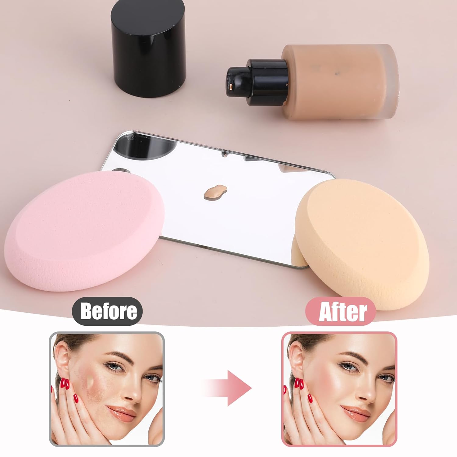 Giantree 2 Pcs Oval Puff, Make-up Egg Air Cushion Puff Beauty Egg Foundation Sponge Oval Makeup Sponges for Eye Foundation Blush Application Forehead