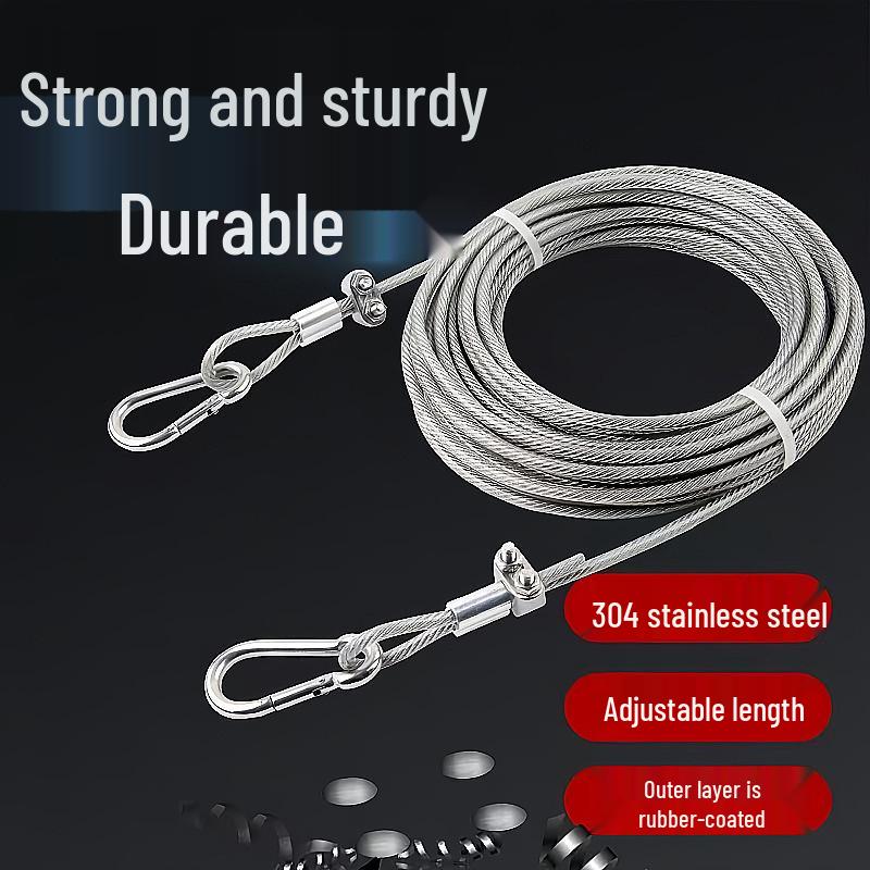 Bold Stainless Steel Plastic-Coated Waterproof Clothesline – Rustproof Outdoor Drying Rope for Quilts, Curtains, and Clothes