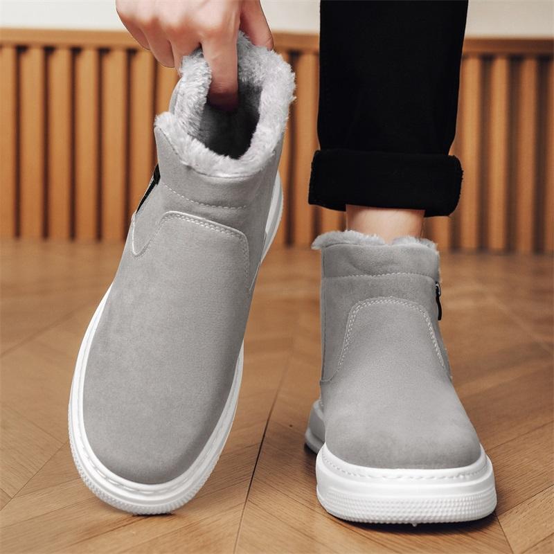 Winter Noslip Snow Boots Man Plush Anti Slip Thermal Insulated Men Ankle Boots Fur Platform Fleece-Lined Outdoor Casual Shoes