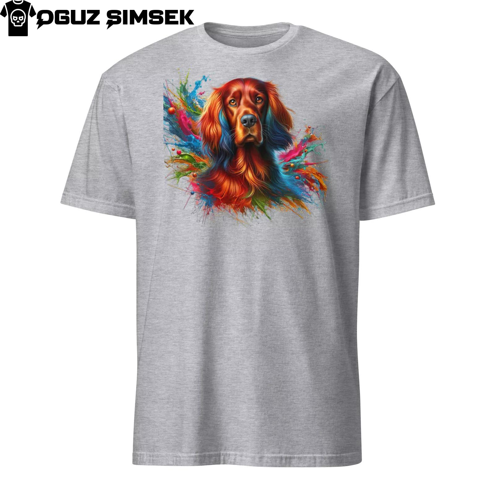 Colorful Irish Setter Dog Unisex T-Shirt Mens Womens Tees Top | Vibrant Design | Short Sleeve Tee 2XL