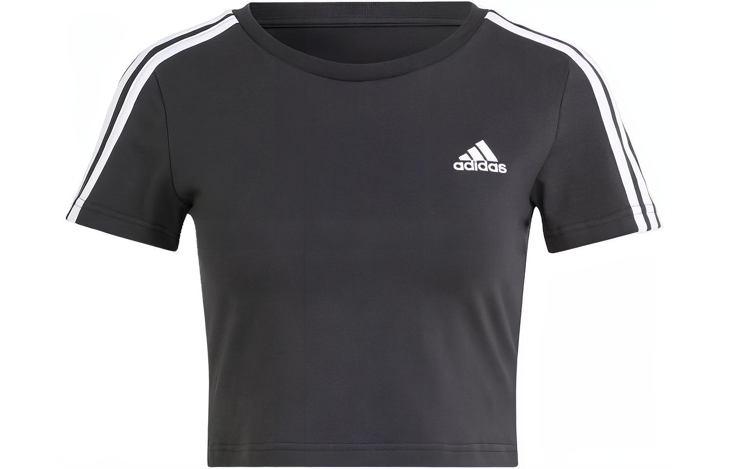 adidas Women s Essentials 3-Stripes Colorblock Tee Black IR6111 S