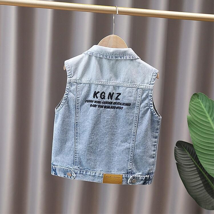 Boys' Spring/Fall Denim Vest Medium-Large Child Size Button-Front Outerwear Stylish Vest