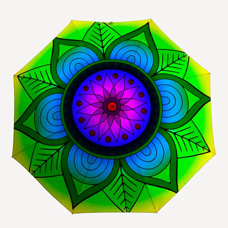 

1pc Mandala Art Automatic Folding Umbrella - Portable Collapsible 8-Rib Umbrella for All Seasons Durable Canopy yy251119138