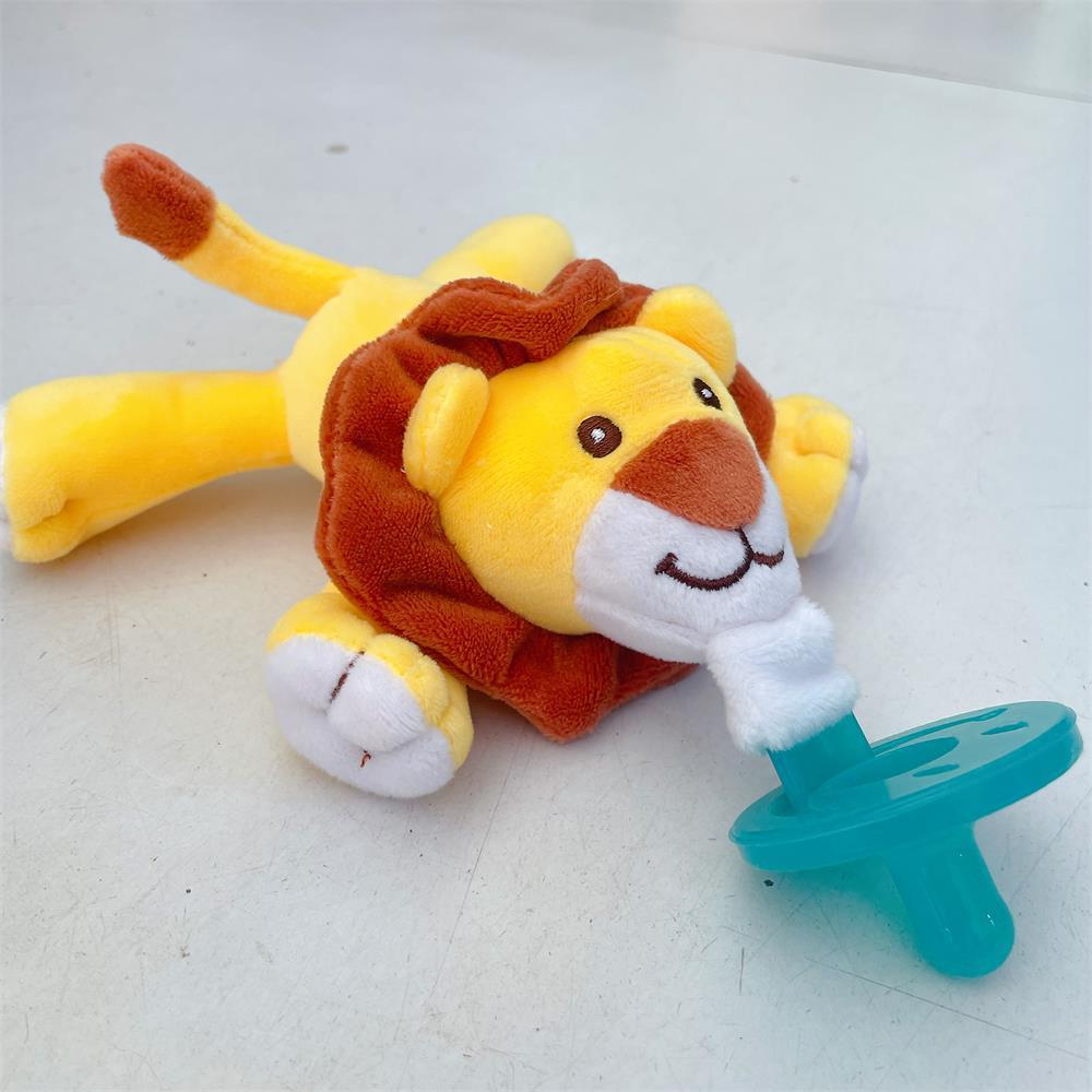 Ciuccio in Silicone con Ciondolo Animale di Peluche per Lattanti e Bambini Piccoli per Alleviare la Dentizione