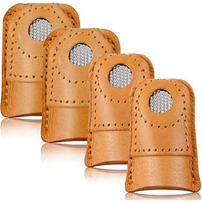 2Pcs Leather Coin Thimble Soft Artificial Sheepskin Needlework Finger Cover Tip Quilting Thimble Sleeve Handmade Sewing Tools