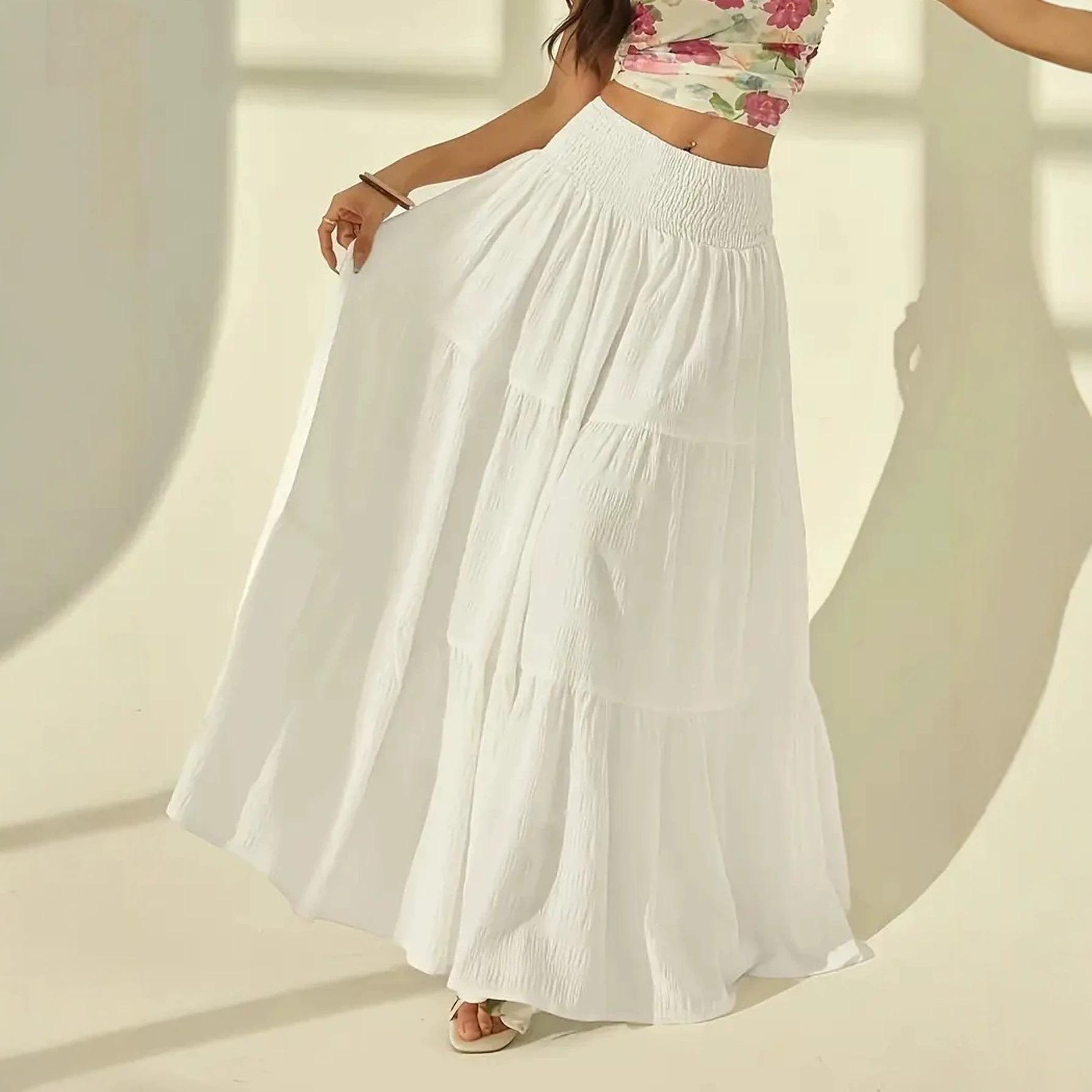 Women s Smocked Waist Tiered Maxi Skirt S